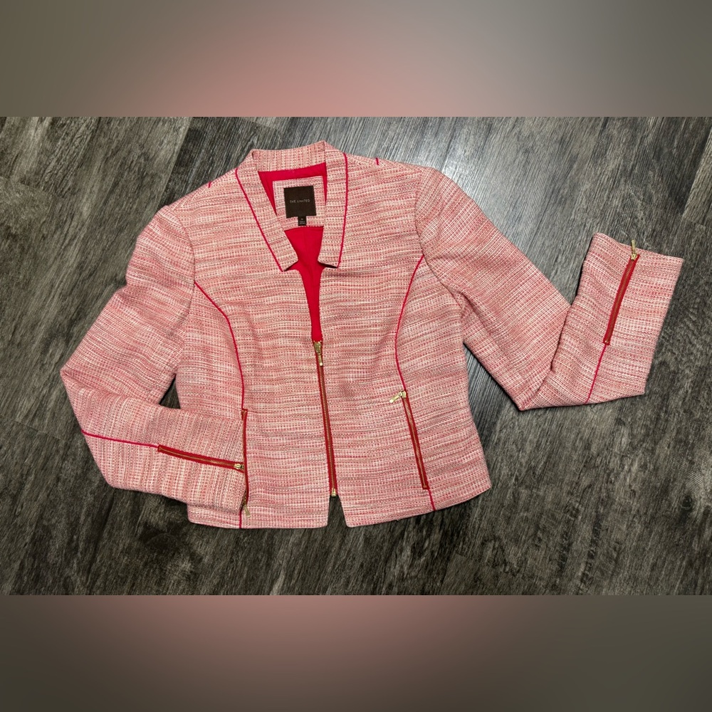 The Limited TWEED Blazer MOTO Cropped JACKET